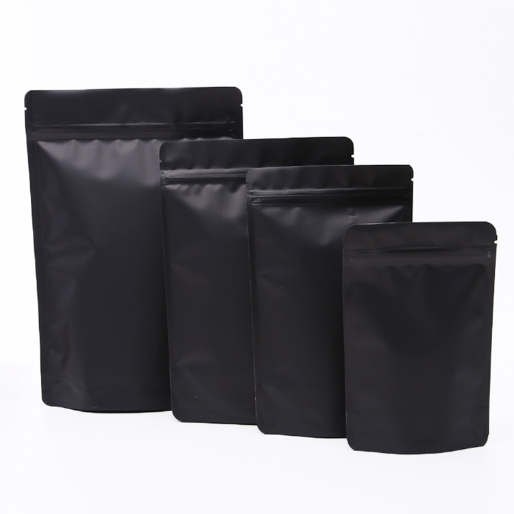 Glossy Or Matte Black Kraft Stand Up Pouches